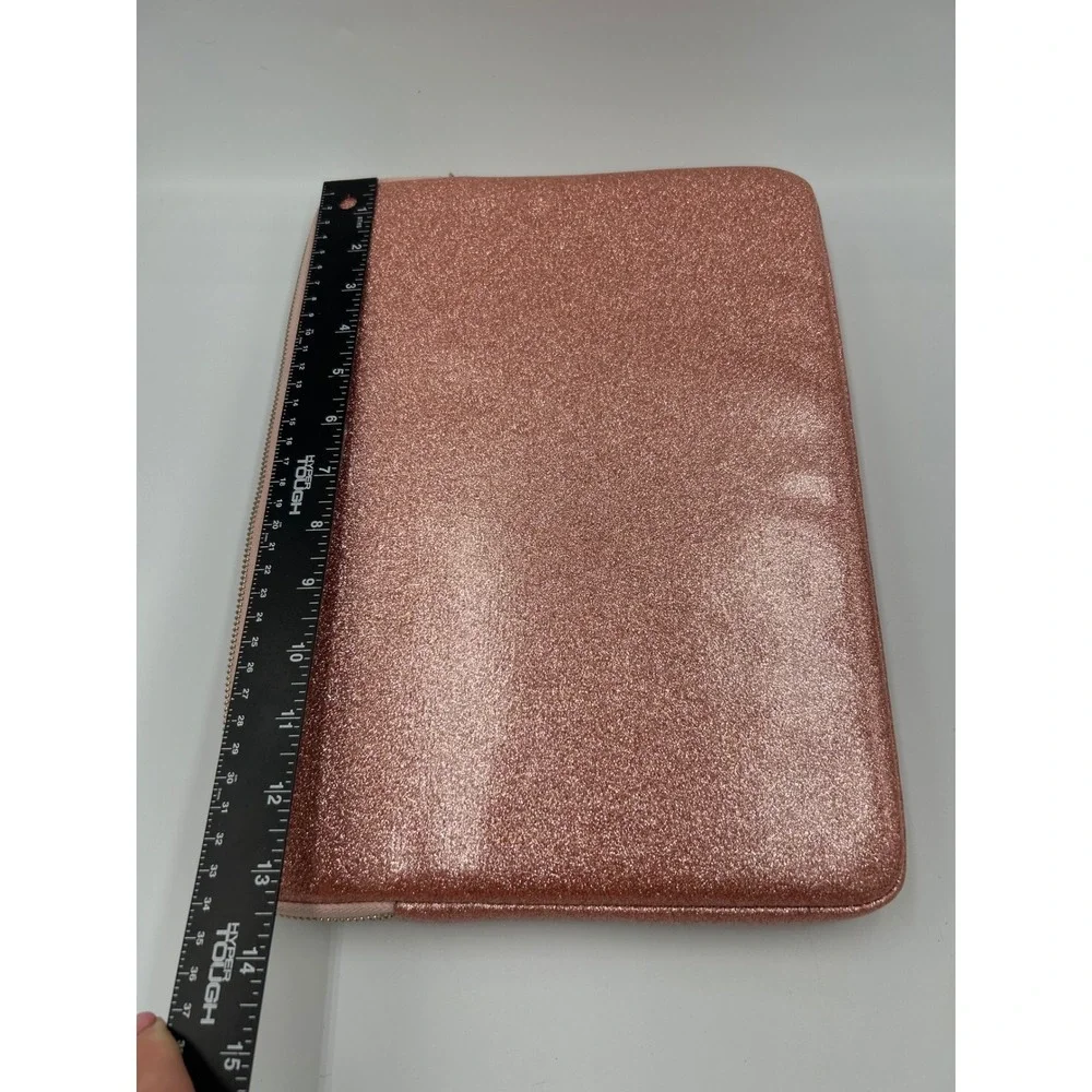 Kate Spade Rose Gold Glitter Padded Tablet Sleeve iPad Case Zip Cover